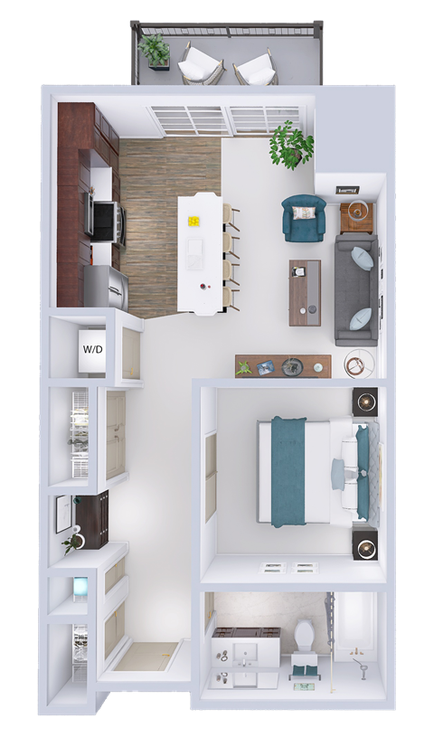 a floor plan of a house with a bedroom and a living room